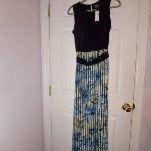 Floor length floral belted maxi professional dress